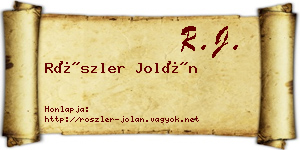 Röszler Jolán névjegykártya